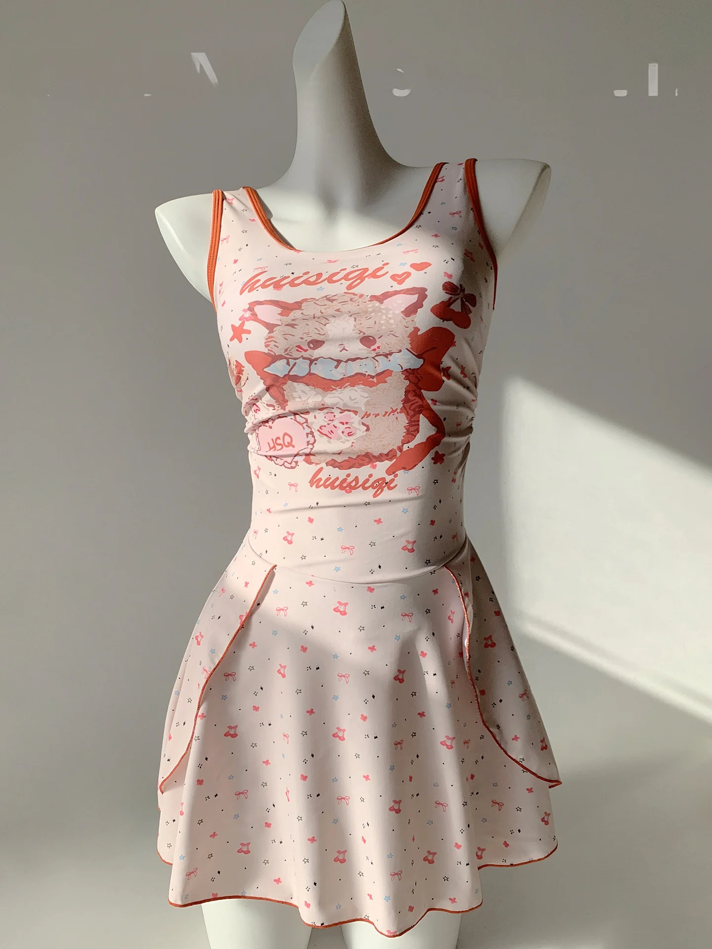 

Sweet Sle Pastel Pink Soft Cute Girl Slimming One-Piece Swimsuit for Women Thermal Bath Suit Casual Swimwear round Ne