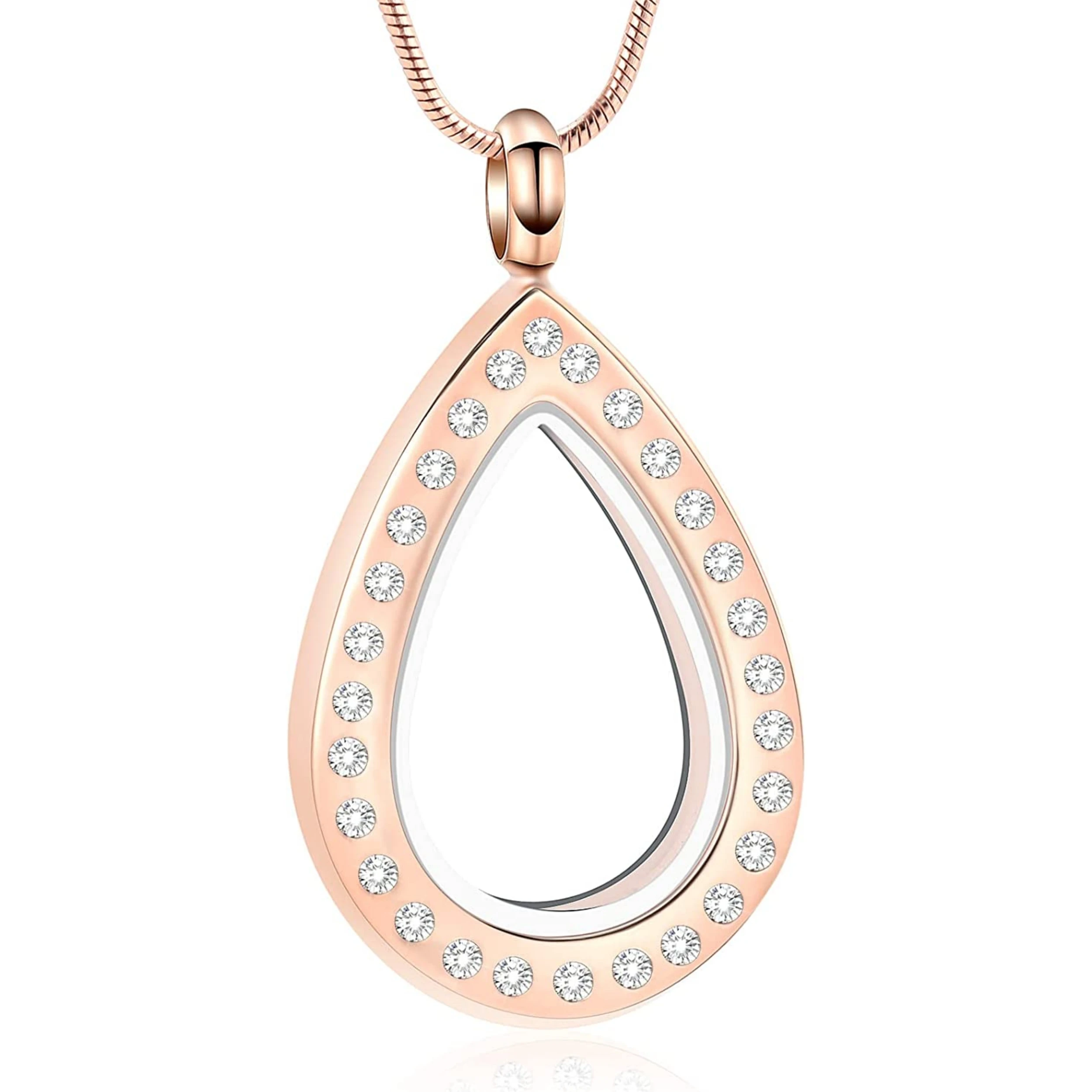 Water Droplets Urn Necklace for Ashes Glass Cremation Jewelry Stainless Steel Keepsake Memorial Ashes Pendant for Women Men