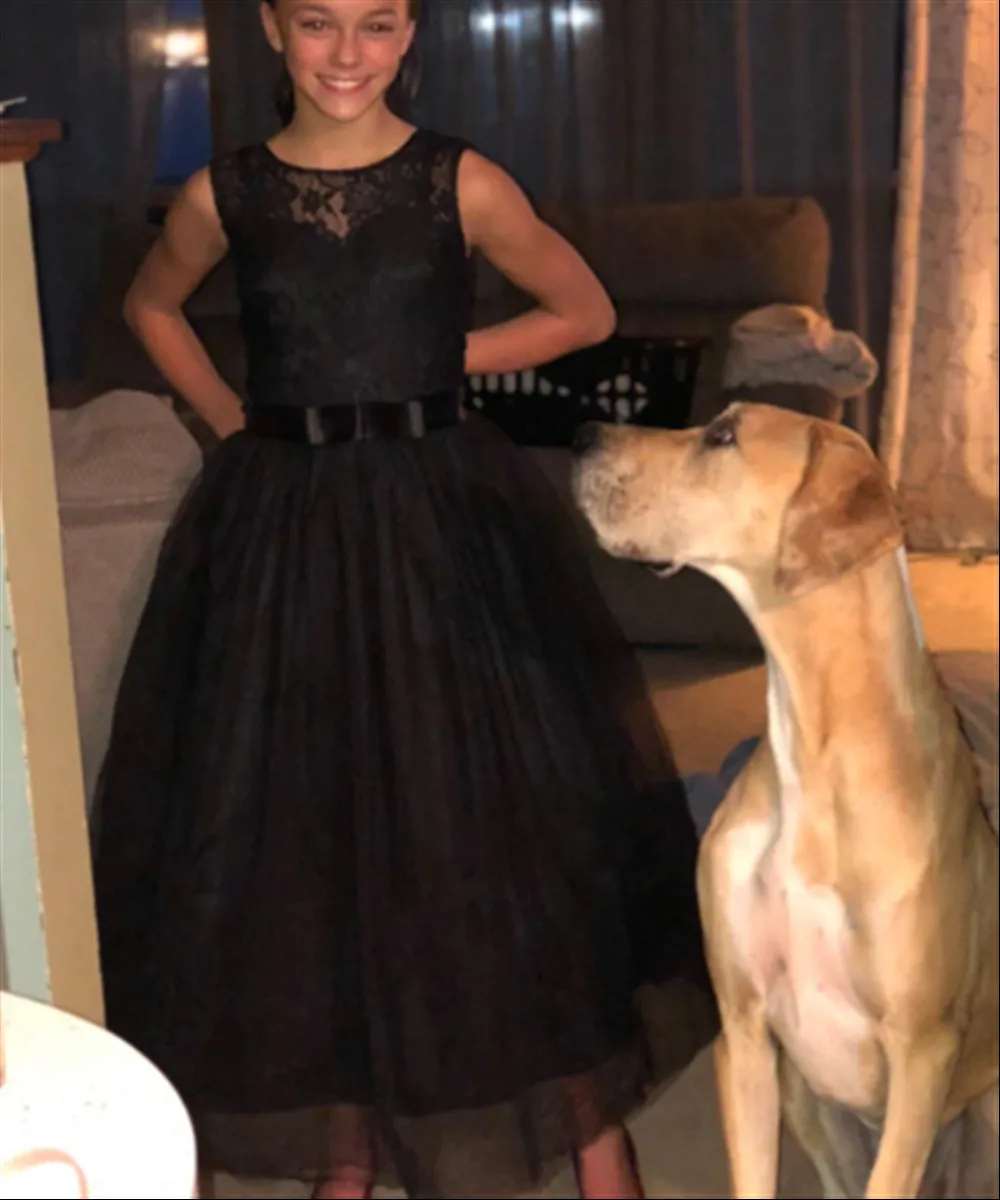 

Customized Elegant Flower Girl Wedding Dress Sleeveless Bow Belt Kids Bridesmaid Halloween Dress Birthday Party Communion Gown