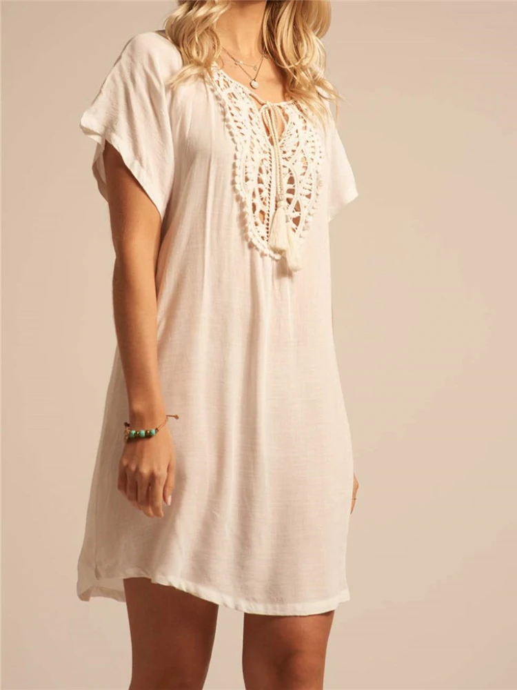 النمط اليوناني القطن الستر لشاطئ النساء ملابس السباحة التستر ملابس السباحة التستر بحر صوفية فستان الشاطئ صيدا دي برايا # Q564 #5