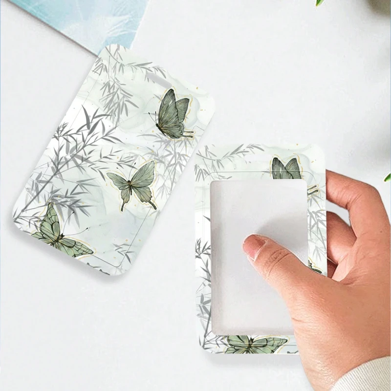 Bamboo Butterfly Pattern Card Holder Suitable for Bus Card Meal Card Protection Case Student ID Cover Kpop Photocard Holder