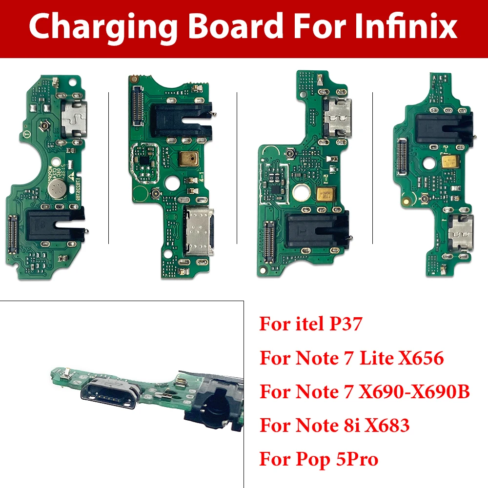 USB Charger Dock Connector Board Charging Port Microphone Flex For Infinix Hot 9 Play Itel P37 Note 7 Lite Smart 8 X6525 Zero 5G