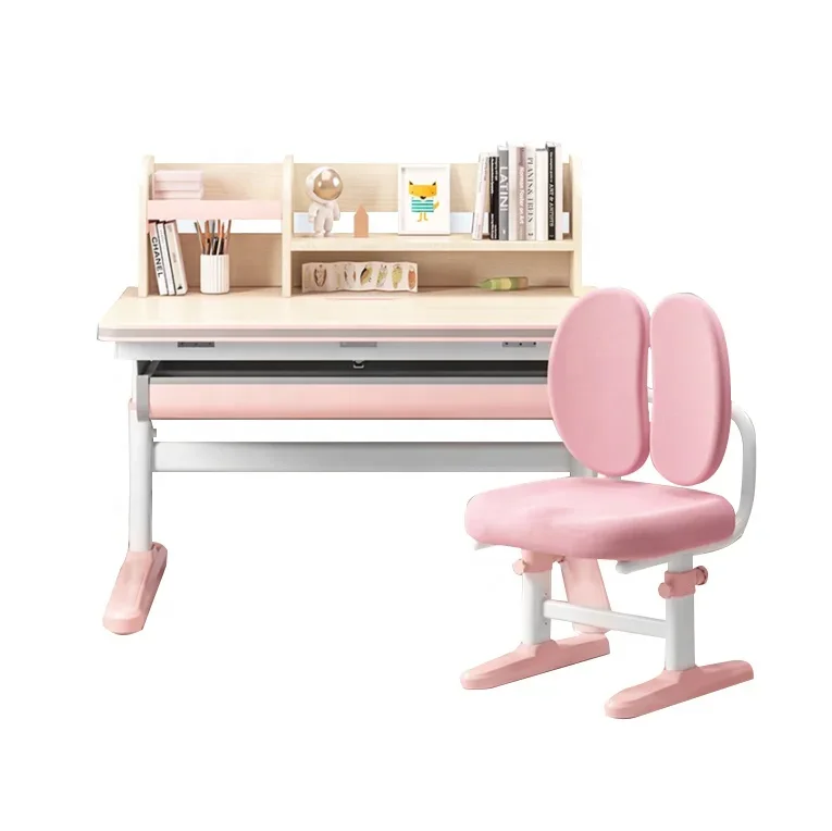 

Glossy painting adjustable kids desk study table and wing chair for children bedroom room girls study desk