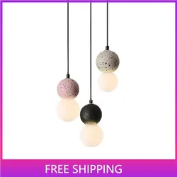 Stone Pendant Light Fixture Bedroom Bedside Restaurant Hanging Lamp Terrazzo Lighting Decoration Modern Glass Cement Bathroom