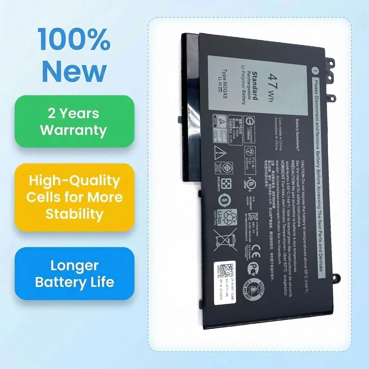 New NGGX5 954DF 11.4V 47Wh Laptop Battery For DELL Latitude E5270 E5470 E5570 E5550 E5250 Series M3510 JY8D6 53VJ6 0RDRH9 0JY8D6