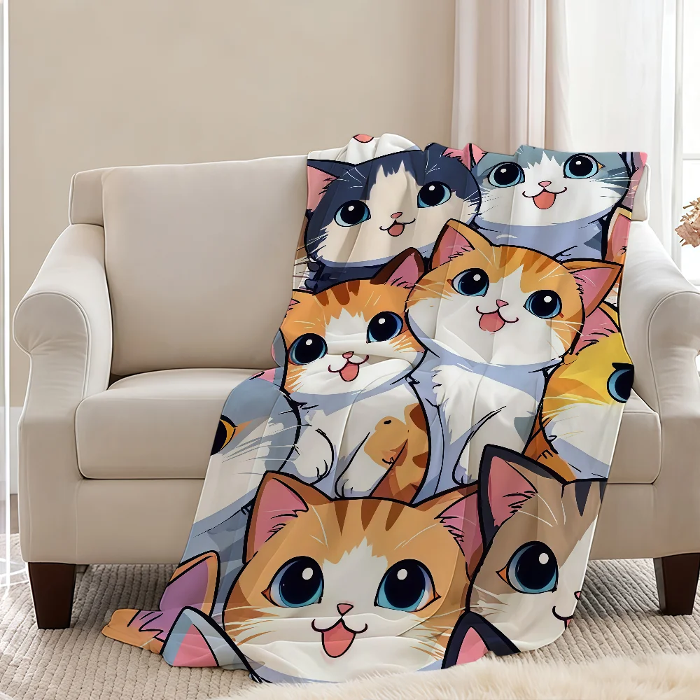 Blanket Throw Super Big Cosy Cute Plush Living Room Sofa Couch Cartoon Childish Cat Eyes Birthday Gifts