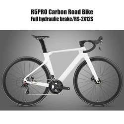 Twiter Men's Carbon Fiber Road Bike R5pro SENSAH 24 Speed inner cables Full Hydraulic Disc Brake Racing Bicycle For Men Women
