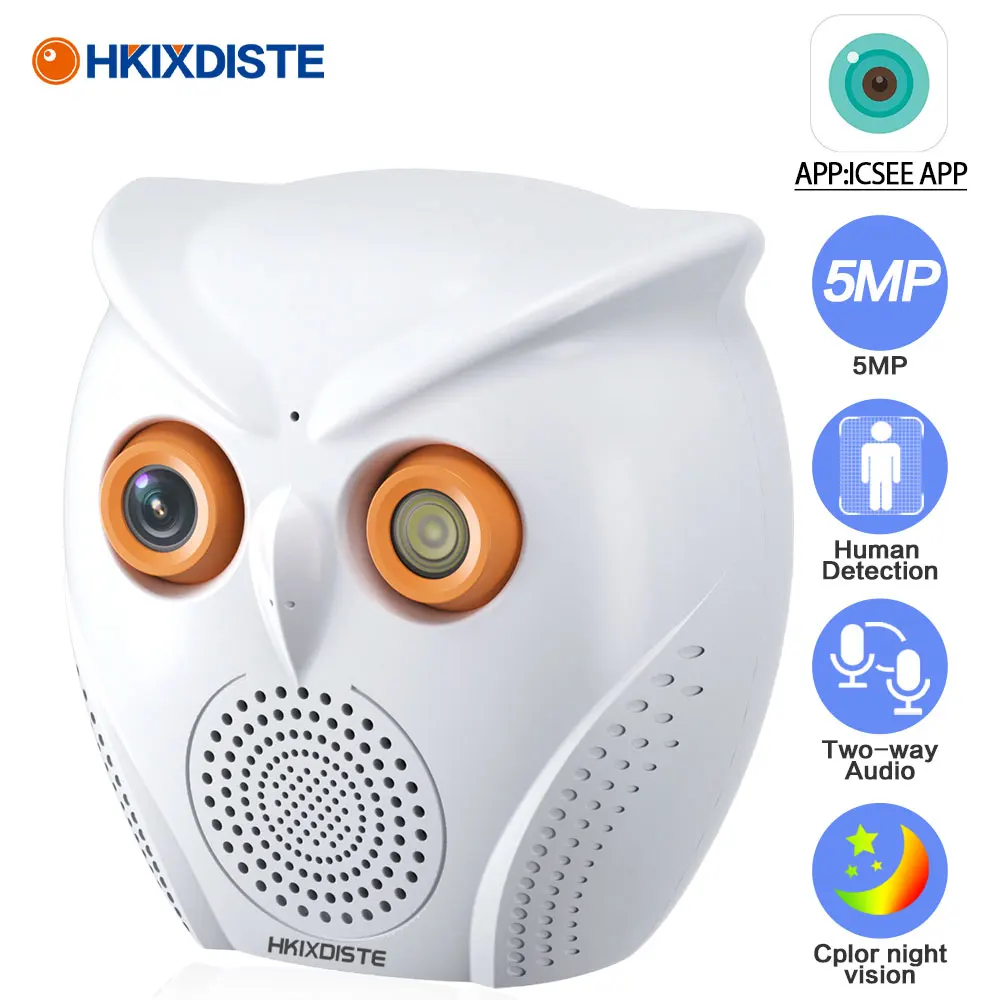 5MP Inddoor WiFi IP Security Camera Icsee Human Detection Wireless CCTV Video Surveillance Camera Home  Baby Monitor Cam Cute