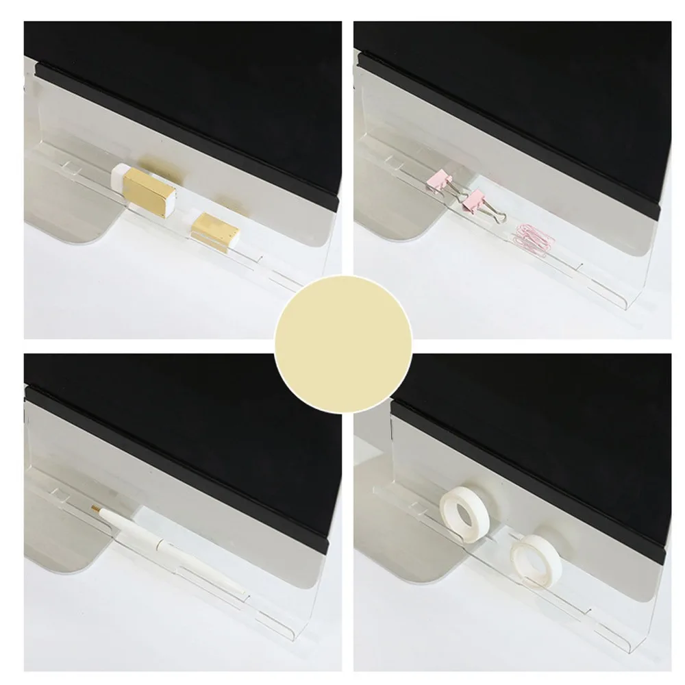 2Pcs With Charging Hole Monitors Bottom Memo Board Transparent Acrylic Computer Monitor Memo Board Easy Install Multipurpose