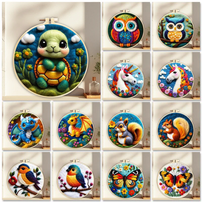 

GATYZTORY 20x20cm Needle Felting Kit Starter, Sea Turtle Animals Painting Wool Felting Kit for Beginners Adult DIY Handicraft ﻿