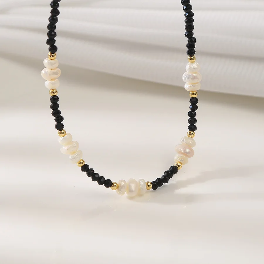 100% Natural Freshwater Pearl & Black Spinel Stone 14K Gold Filled Female Jewelry Set For Women Necklace Bracelet Birthday Gifts