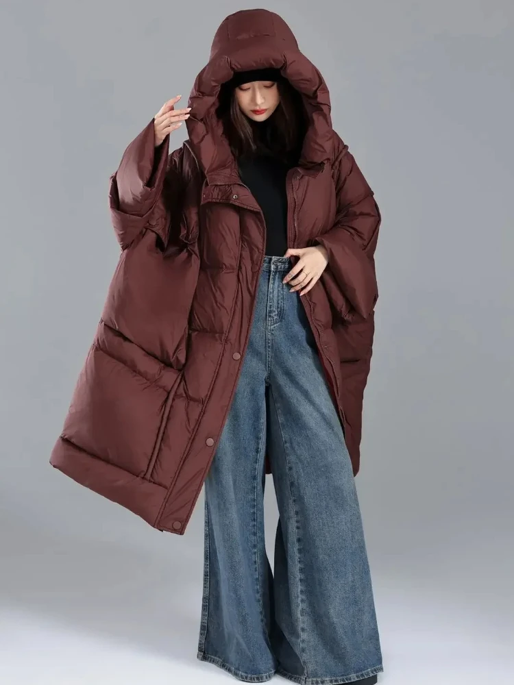 

Oversized Down Jacket Women's Winter Puffer Jacket Woman Winter Parka Chic Long Sleeve Windproof Warm Down Coat Female 2026 New