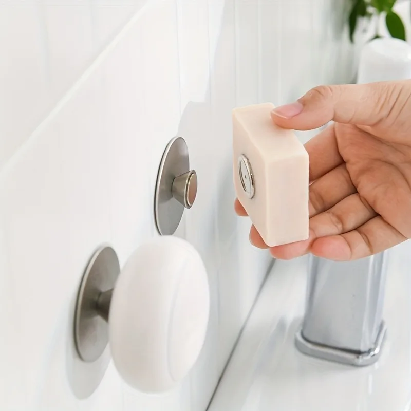 1pc Self-Adhesive Stainless Steel Magnetic Soap Holder | No-Drill Wall-Mounted Soap Rack for Kitchen Bathroom Toilet Wall
