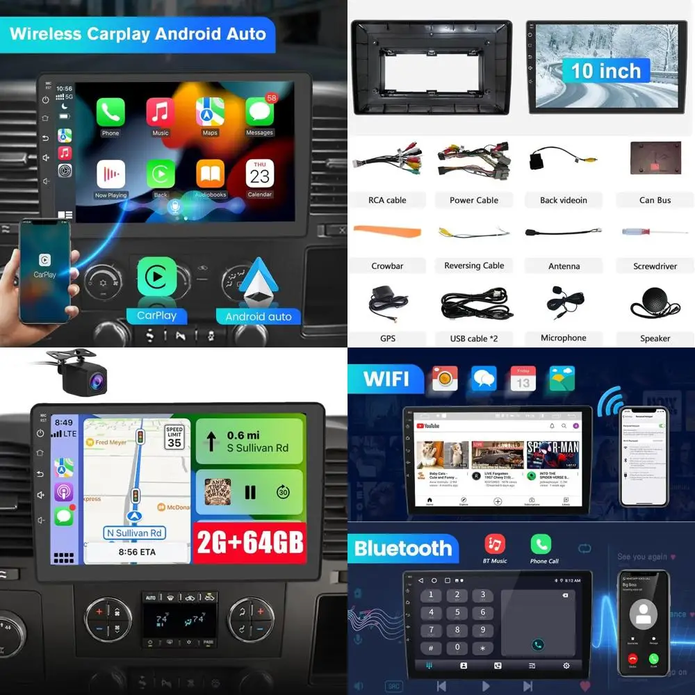 

Автомобильное радио Android 13 [2G+64G] для GMC Sierra Yukon Chevrolet Buick Chevy Silverado, 10-дюймовый стерео с сенсорным экраном и GPS WiFi SWC