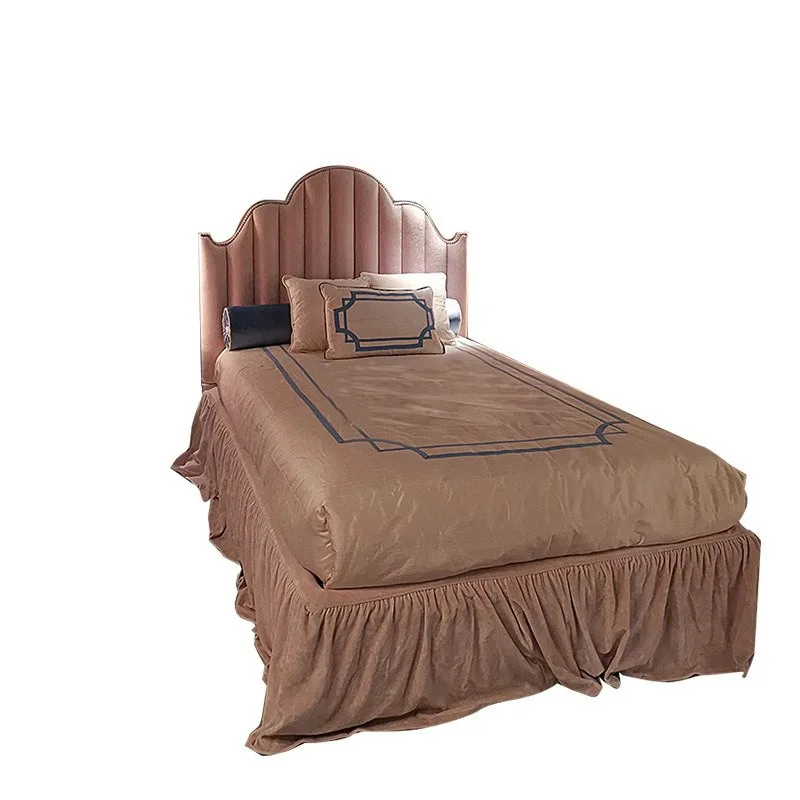 

Modern simple Nordic fabric bed. M pink ins Internet celebrity princess bed American light luxury small apartment double bed