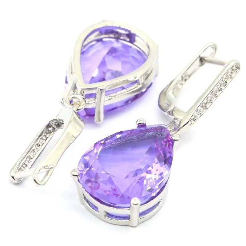 Buy 4 Get 1 Free 35x13mm Jewelry Set Drop Zultanite Color Changing Alexandrite Topaz CZ Women Wedding Silver Earrings Pendant