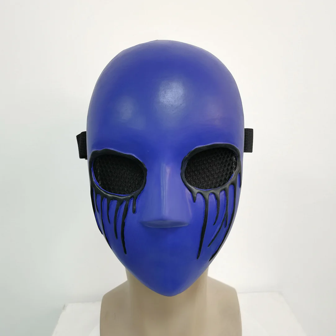 Blaue Latex-Vollgesichtsmaske für Halloween | Schwarzes Augennetz, Vollgesichtsabdeckung für Cosplay, Requisiten für Geisterbahn-Maskeraden – Detail 3
