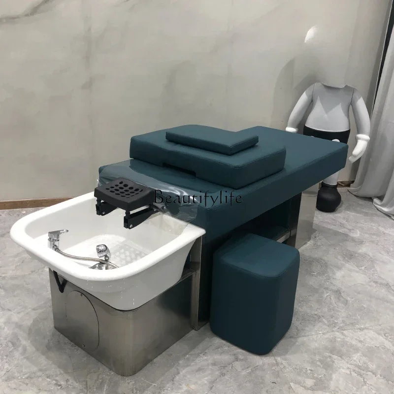 

lx29Barber Shop Hairdressing Shampoo Chair Hair Salon Flushing High-End Fashion Simple Lying Half Shampoo Chair
