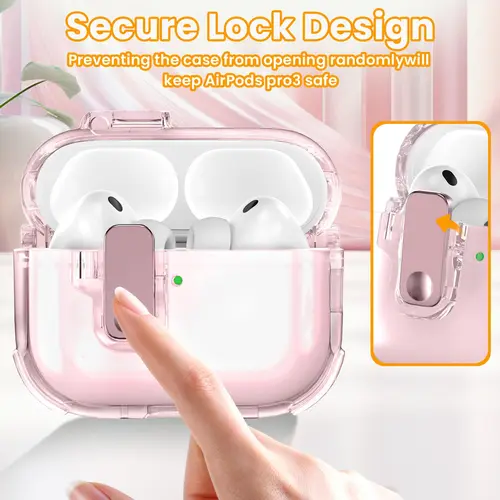 Imagen 2 del producto Funda para AirPods Pro de 3. a generación con Clip de bloqueo, diseño de Airbag para AirPods 4/Pro 2/Pro, funda para auriculares con cordón para AirPods Pro 3