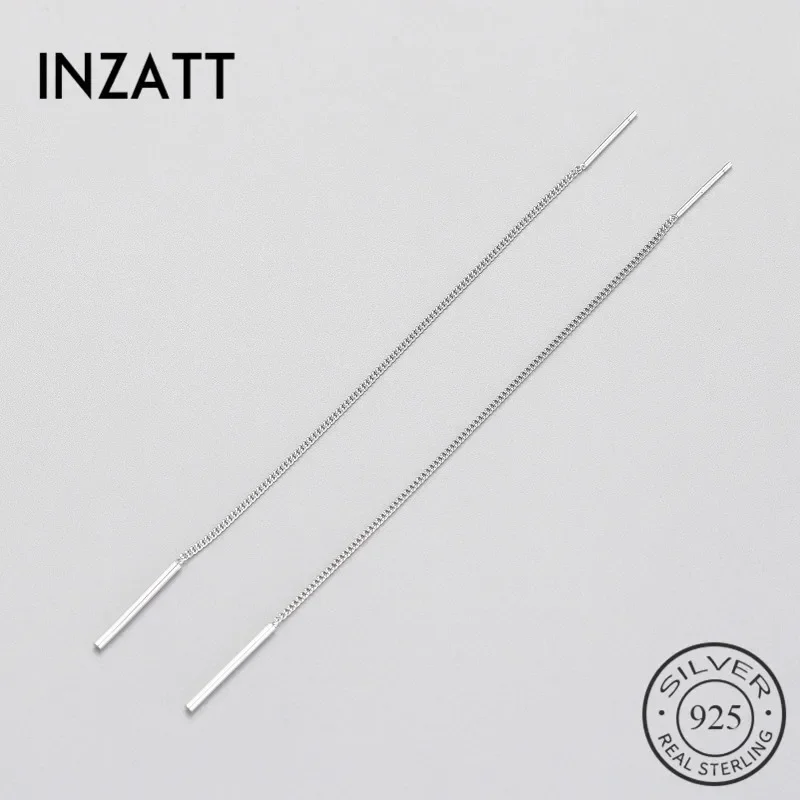 

INZATT Trendy Real 925 Sterling Silver Dangle Drop Earrings Minimalist Long Tassel Chain Fine Jewelry For Women Gift