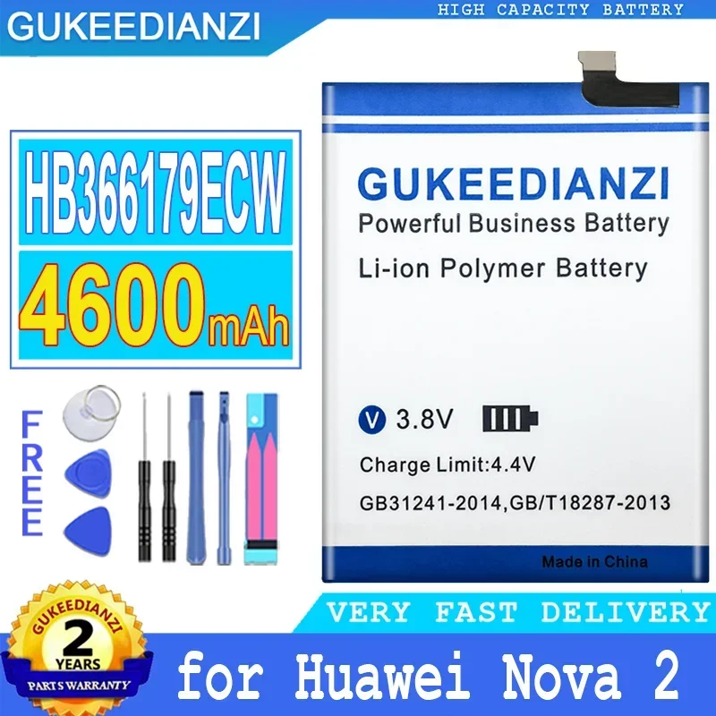 

4600mAh GUKEEDIANZI Battery HB366179ECW For HUAWEI Nova 2 PIC-TL00 PIC-L29 CAZ-TL00 PIC-LX9 PIC-L09 CAZ-AL10 Nova2 PIC-AL00