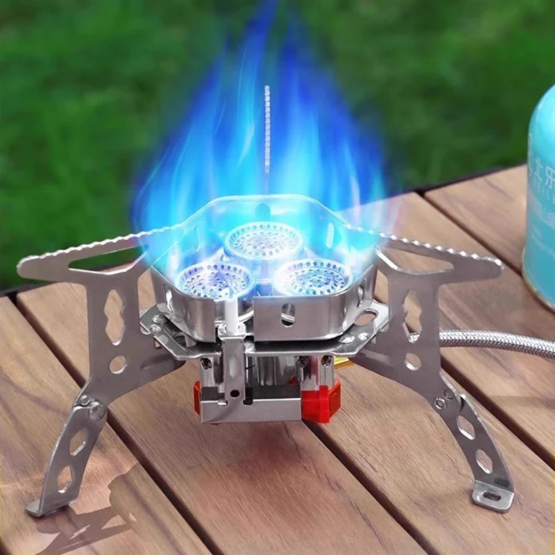 Integrated Triangular Folding Card Stove Portable Windproof Gas Stove for Outdoor Camping and Gas Stove for Home Barbecue