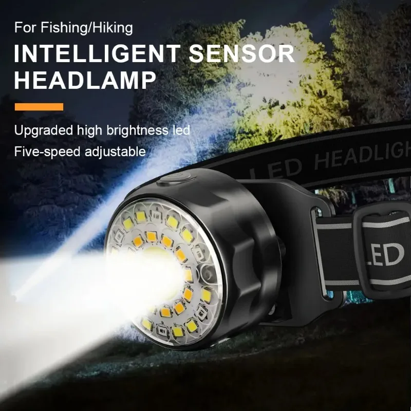 28 LED Mini Headlight USB Rechargeable Motion Sensor Headlamp Portable Fishing Camping Outdoor Head Lamp Work Flashlight