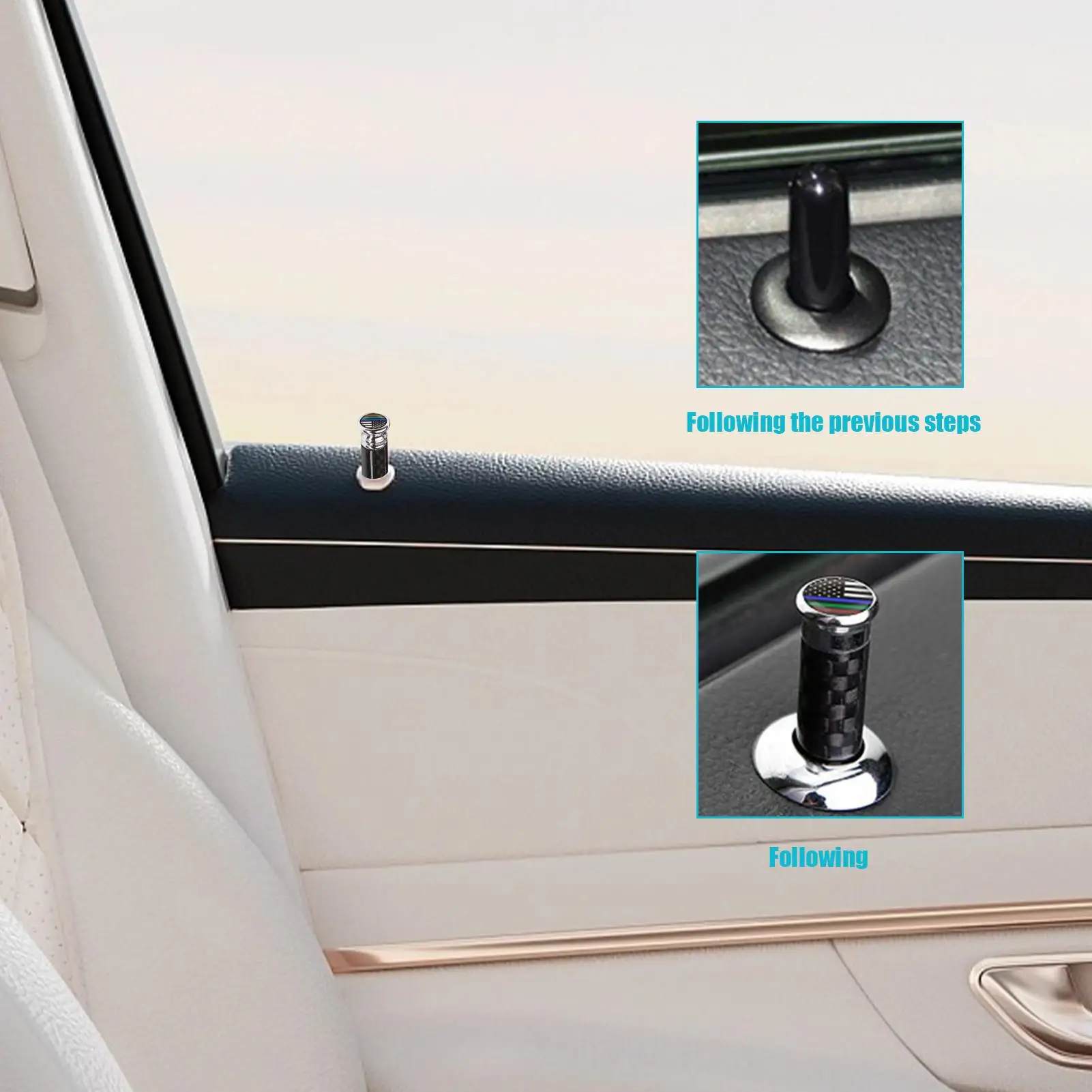 Door Lock Knobs For Vehicles Carbon Fiber Decorative Safety Bolt Cover 1.46 X 0.39 Inches Automotive Car Door Lock Knobs For