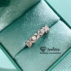 CC White Gold Plated Rings For Women Girl Flower Design Wedding Engagement Fine Accessories Fashion Jewelry CC3118