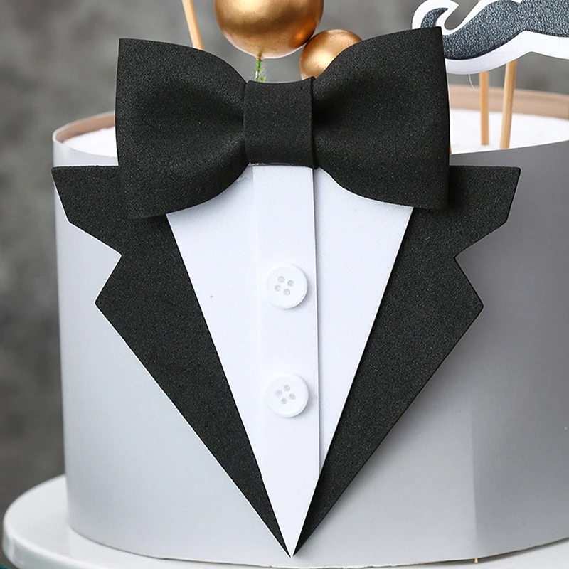 2 Set Bow Tie Suit Happy Fathers Day Cake Topper Happy Birthday Dad Cake Decoration Cake Decorating Tools Party Favors