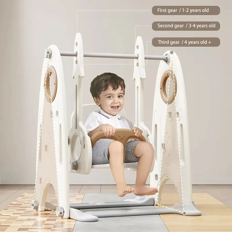 Space Ship Themed Toddler Plastic Children's Slide and Swing Set