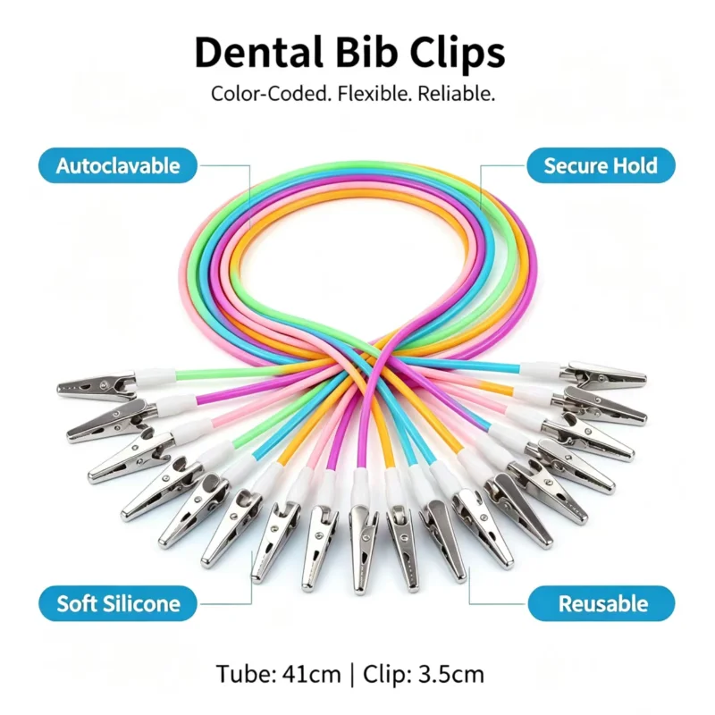 5Pcs Dental Bib Scarf Clips Colorful Flexible Silicone Paper Saliva Towel Clamp Reusable Patient Napkin Holder Dentist Supplies