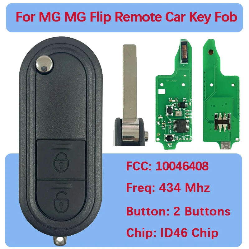 CN097011 Chiave telecomando pieghevole di ricambio a 2 pulsanti 433 MHz ID46 chip Fob per MG MG3