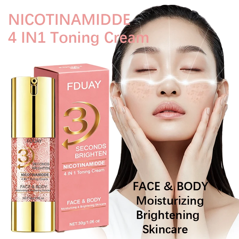 Dual Use Face & Body Brightening Tone Cream Portable Press Type Bottle Design Easy To Apply Long Lasting Moisturizing Non Greasy