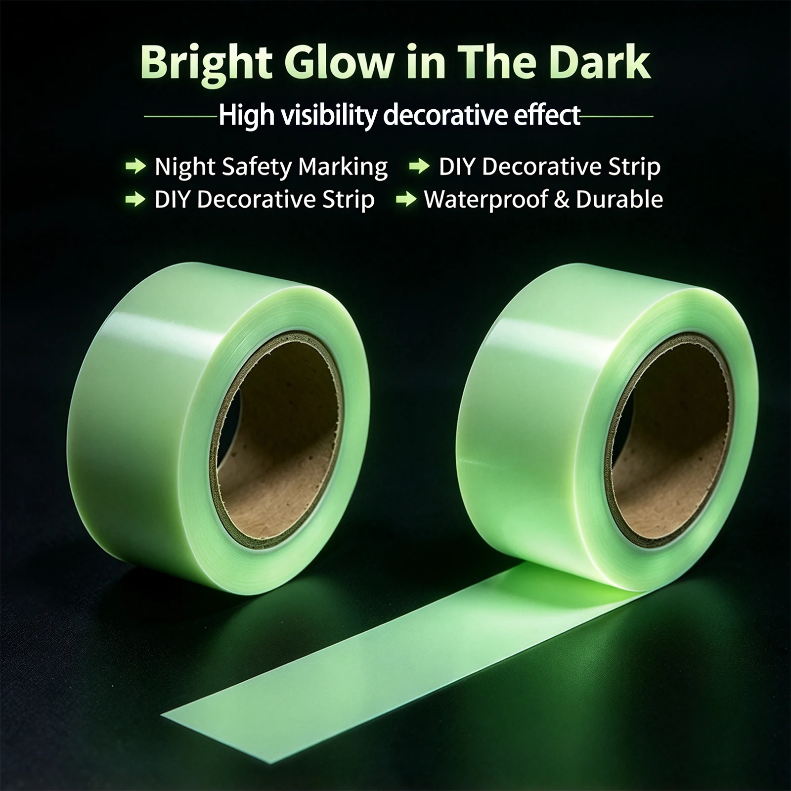 1 Roll - 0.98*118In/2.5*300Cm Luminous Tape, Fluorescent Self-Adhesive Tape That Glows in the Dark, Waterproof Luminous Marking Tape, Suitable for Stairs, Exit Signs, Home and Stage Decorations, High Visibility to Enhance Visibility, Luminous Tape for Warning Purposes