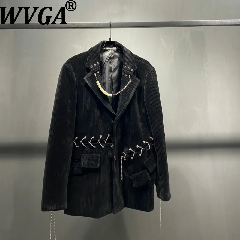 

WVGA Autumn Winter New Man Tide Heavy Stylish Draped Long Sleeve Blazer Niche Chic Casual New Turn-down Collar Suit Coats W15108