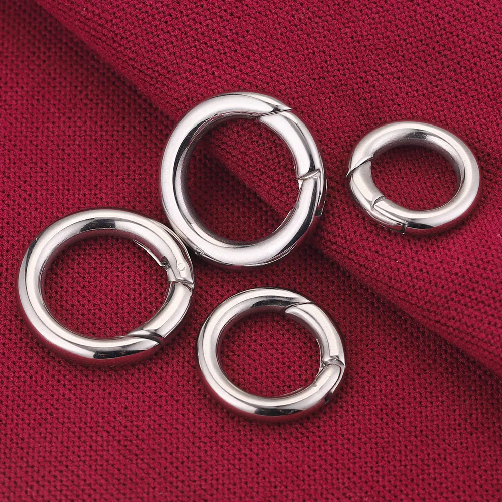 Stainless Steel Round O Ring Spring Clasps Keychain Bag Clips Hook Chain Buckles Lobster Clasp Connector for DIY Jewelry Making