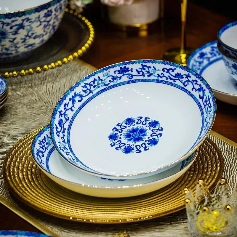 Entwined Branch Fortune 7/8/10 Inch Plate Dish Deep Bowl Single Piece Palace Jingdezhen Porcelain Bone China Guo Chao Style