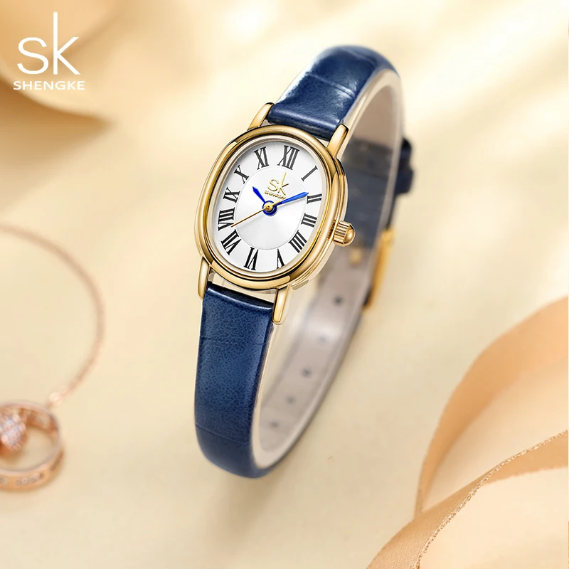 Shengke SK Elegant Woman Quartz Wristwatches Alloy Clock Buckle 3Bar Waterproof Fashion Casual Ladies Leather Watch Montre Femme