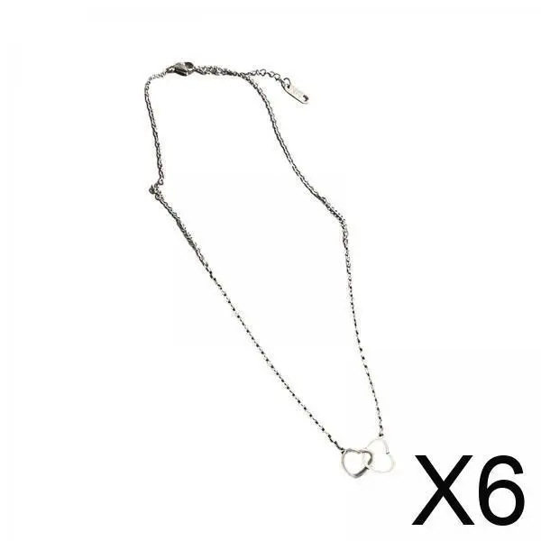 

Double Open Heart Pendant Necklace Trendy Silver Chain Charm Jewelry for Girls Women Valentines Day