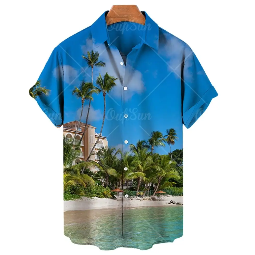 Men\'s Hawaiian shirts Summer beach vacation shirt Unisex men and women\'s daily clothing Fashion casual outdoor short sleeved top