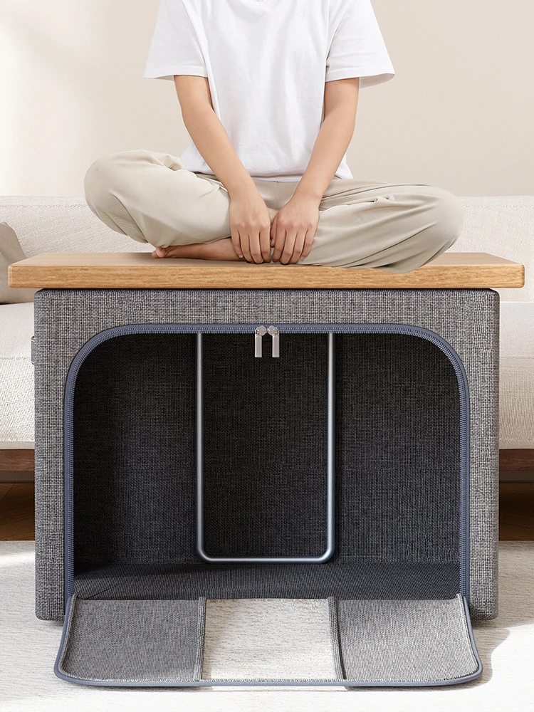 

Large capacity clothes basket Steel frame foldable clothes storage box Cotton quilt hat scarf storage box Wardrobe organizer