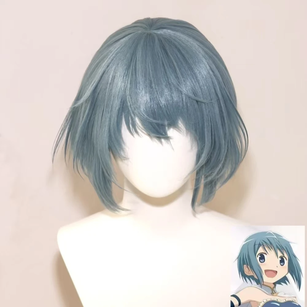 

Аниме-парик для косплея Puella Magi Madoka Magica Sayaka Macaron, синий, короткий, термостойкий, из синтетических волос, с сеткой-розой, для женщин