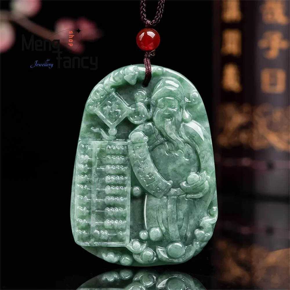 Natural A-grade Jadeite God of Wealth Abacus Pendant Best Selling Mascots Handicraft Exquisite Fashion Fine Jewelry Holiday Gift