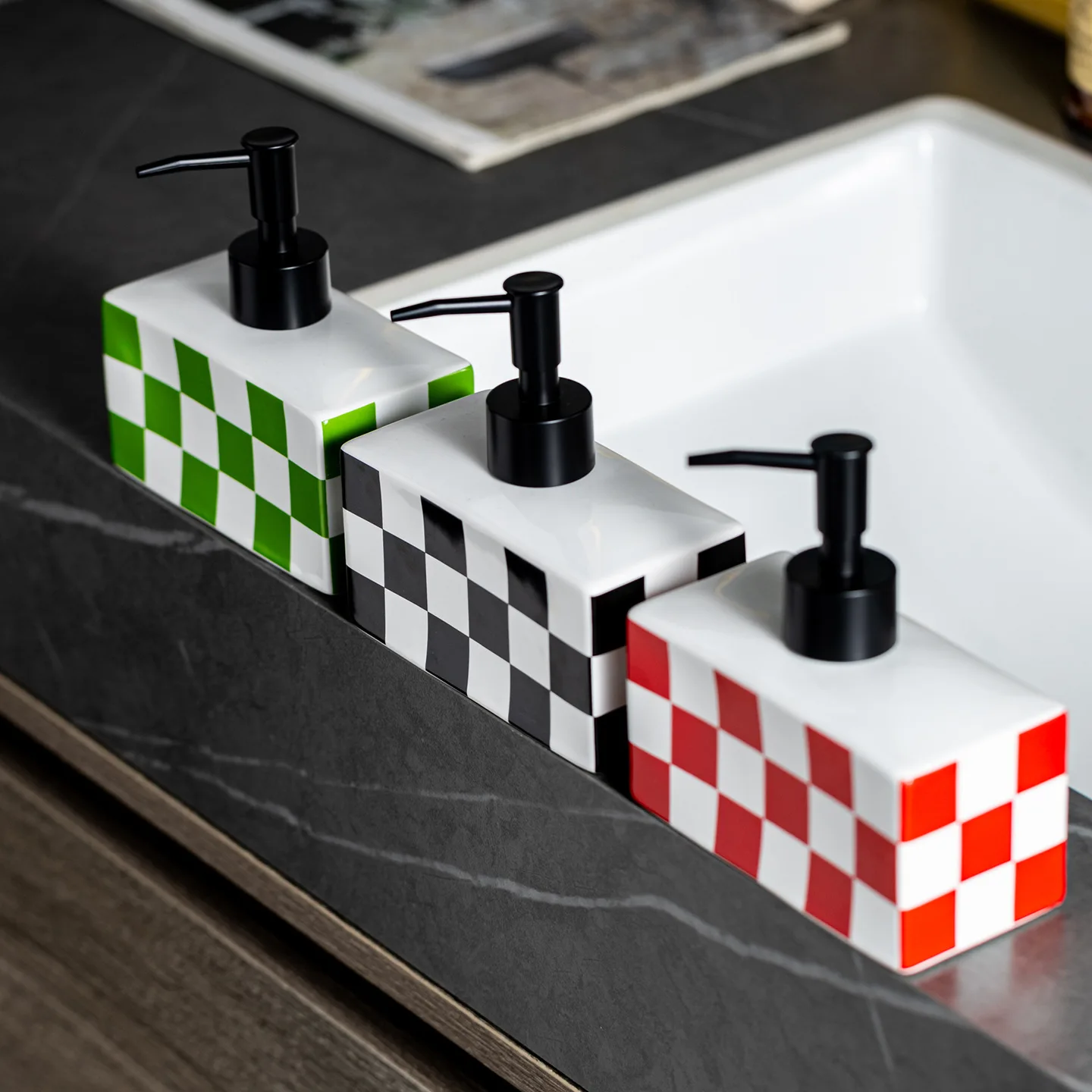 380ML Mosaic Ceramic Emulsion Bottle Rectangular Emulsion Pressing Bottle Household Shampoo Shower Gel Empty Bottle Bathroom
