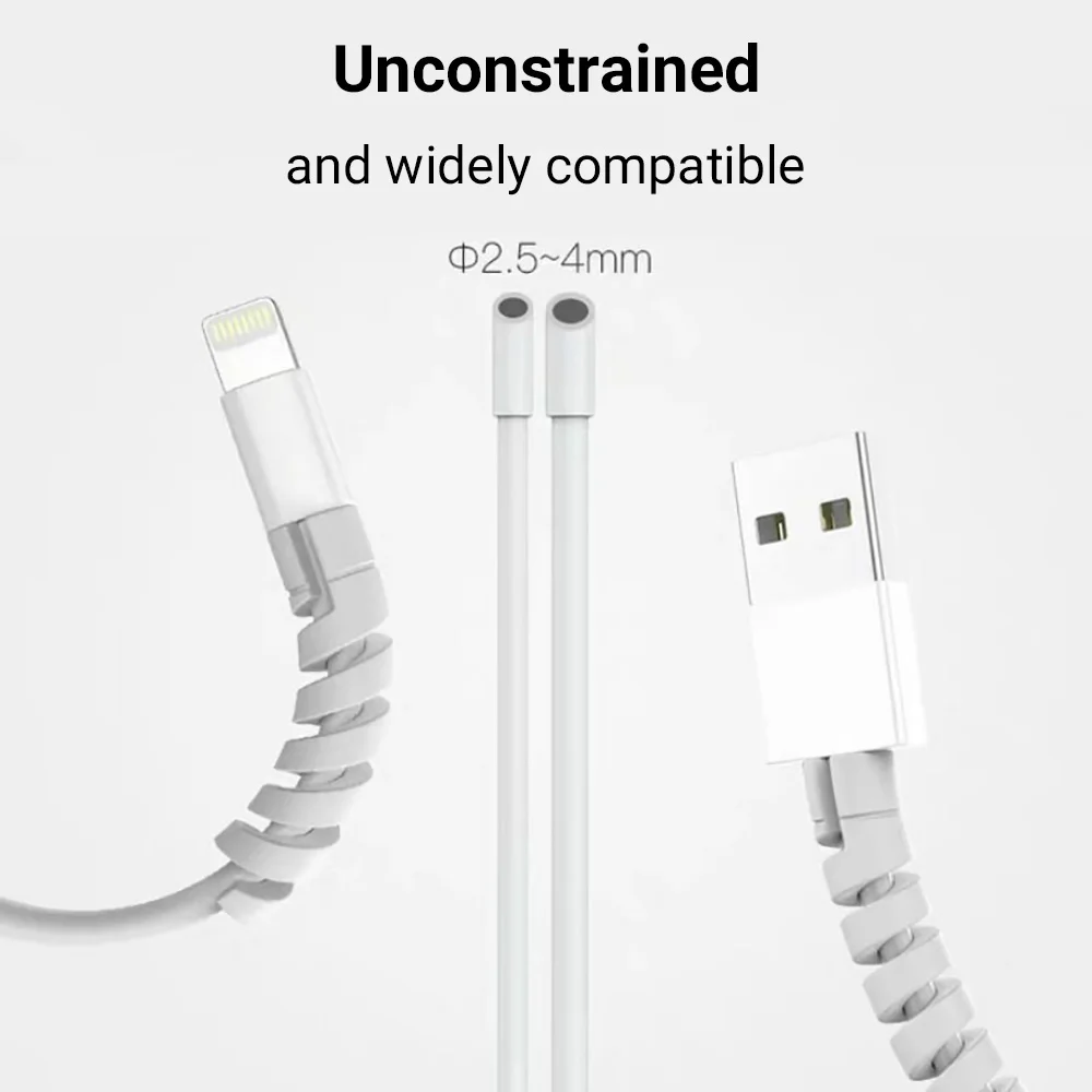 5pcs Charging Cable Protector Universal Silicone Data Cable Spiral Winder Wire Cord Cable Organizer for Iphone Type C Usb