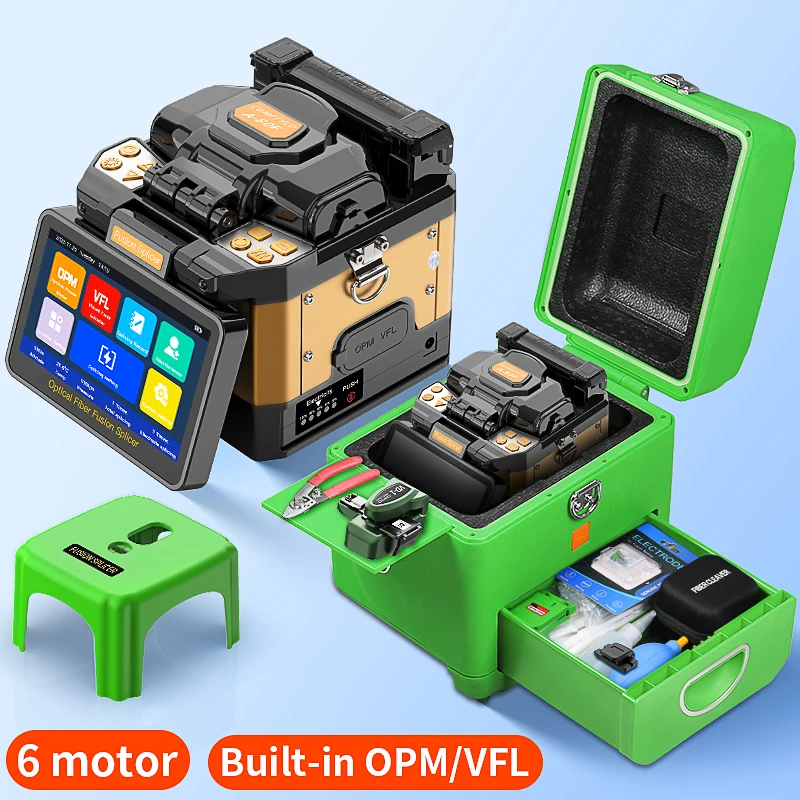 COMPTYCO A-80F/A-10 Optical Fiber Fusion Splicer 6 Motors 10 Languages Touch Screen Fiber Optic Fusion Machine Built-in VFL OPM