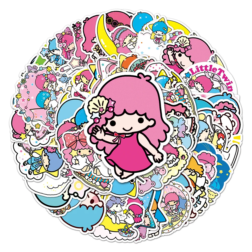 10/30/50pcs Kawaii Little Twin Star Sticker Pack Cute Sanrio Anime Decal Laptop Skin Phone Fridge Waterproof Stickers Kids Toys