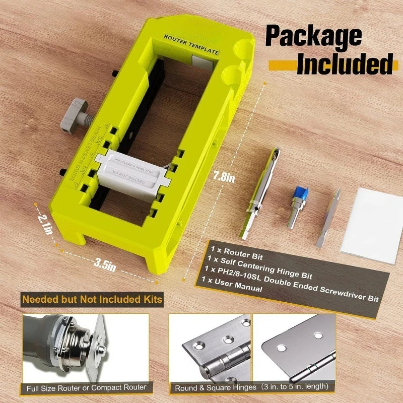 Door Hinge Mounting Kit Mortiser Template Hinged Door Lock Hole Locator for Home Improvement And Woodworking
