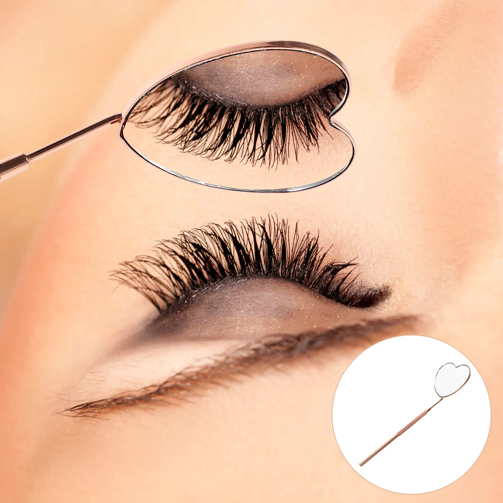 

Eyelash Extension Mirror Stainless Steel Handle Long Handheld Lash Inspection Glass Clear Magnifying for Salon Makeup Tool